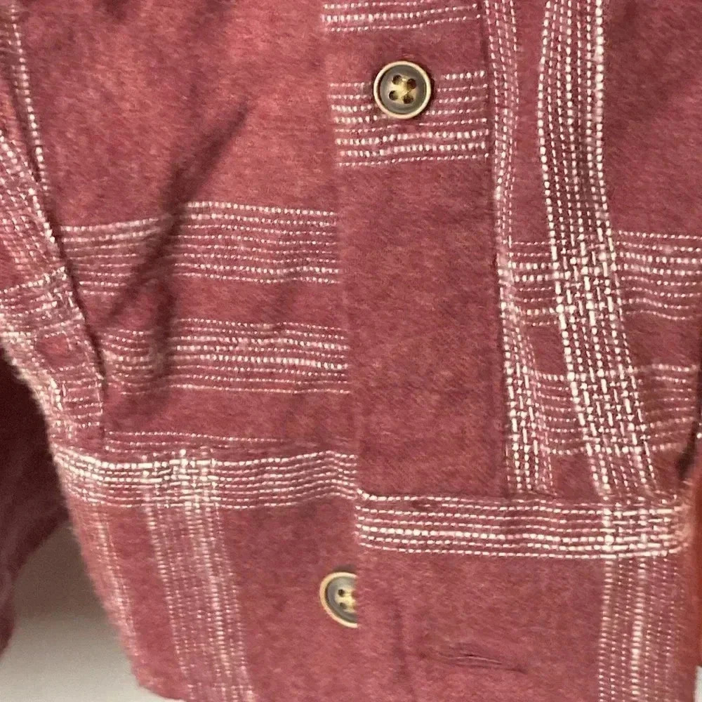 NWT ROWN MENS SIZE LARGE MUTED MAROON PLAID SOFT FLANNEL SHIRT BUTTON FRONT - Picture 13 of 13